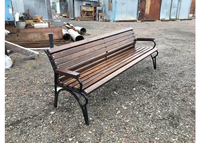 СКАМЕЙКА ПАРКОВАЯ МЕТАЛЛИЧЕСКАЯ КЛАССИК С ПОДЛОКОТНИКАМИ