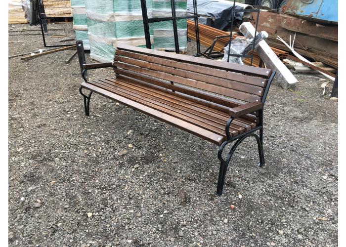 СКАМЕЙКА ПАРКОВАЯ МЕТАЛЛИЧЕСКАЯ КЛАССИК С ПОДЛОКОТНИКАМИ